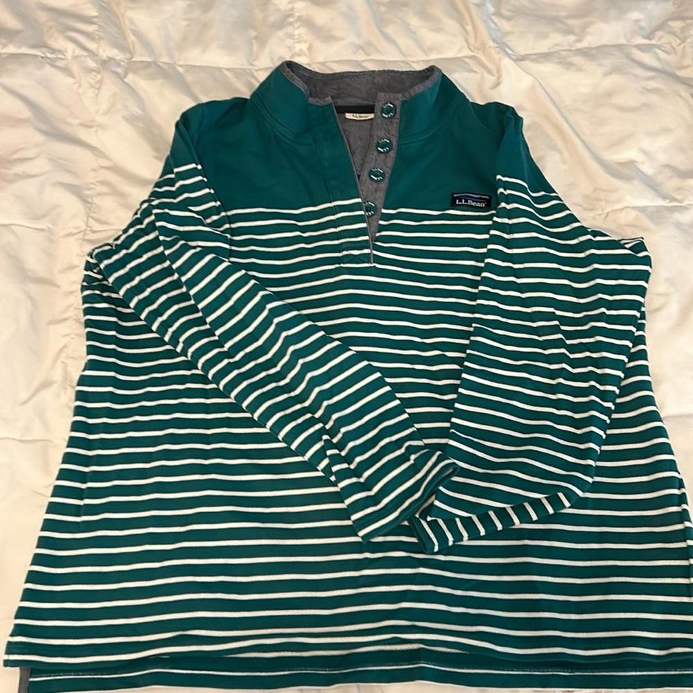 L.L Bean rugby style terry polo, striped